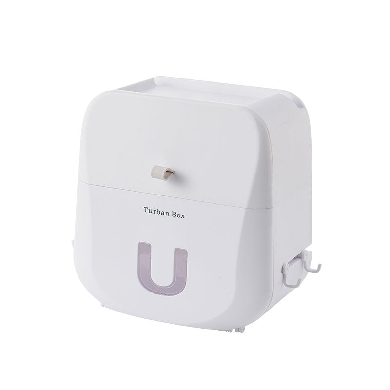 BowLift | Waterproof & Punch-free Toilet Paper Storage Box & Shelf with Double-layer Design, Strong Bearing Capacity, One-click Opening and Hook