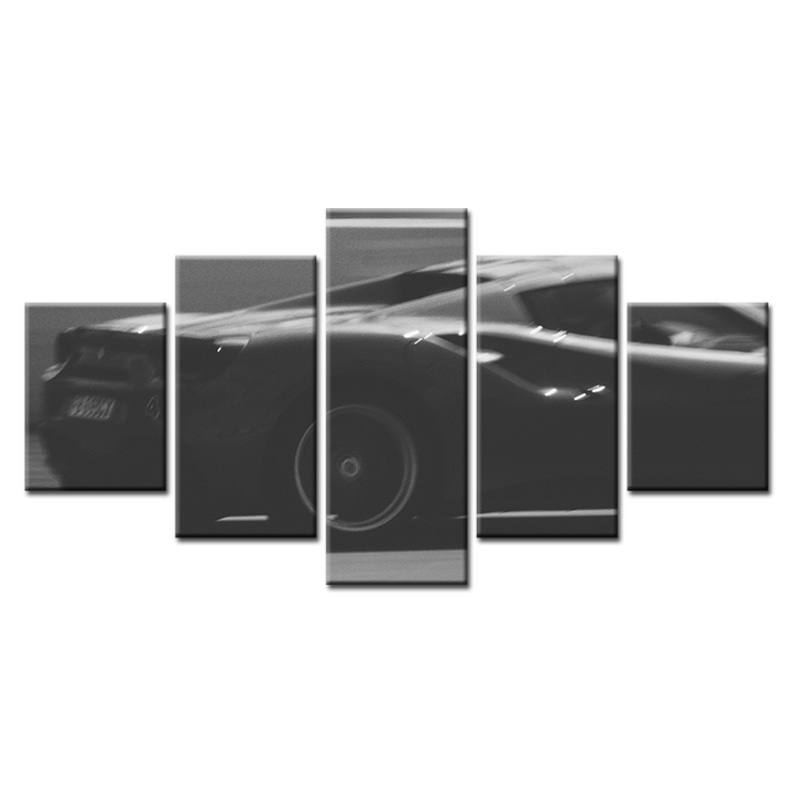 5 Piece Close Up Classic Black Car - Canvas Wall Art Painting | Bowlift