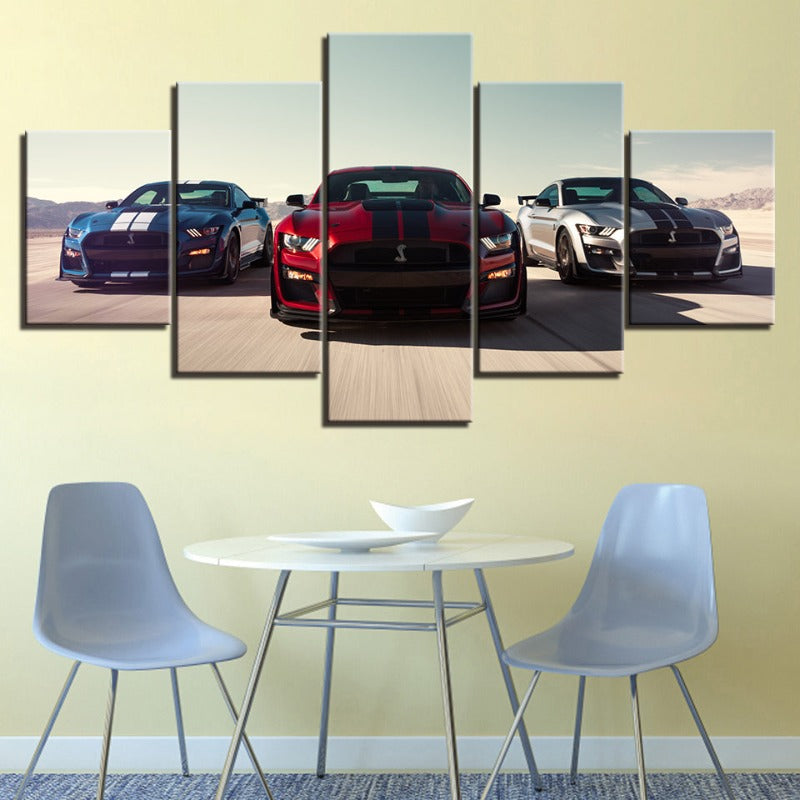 5 Piece Race Cars - Canvas Wall Art Painting | Bowlift