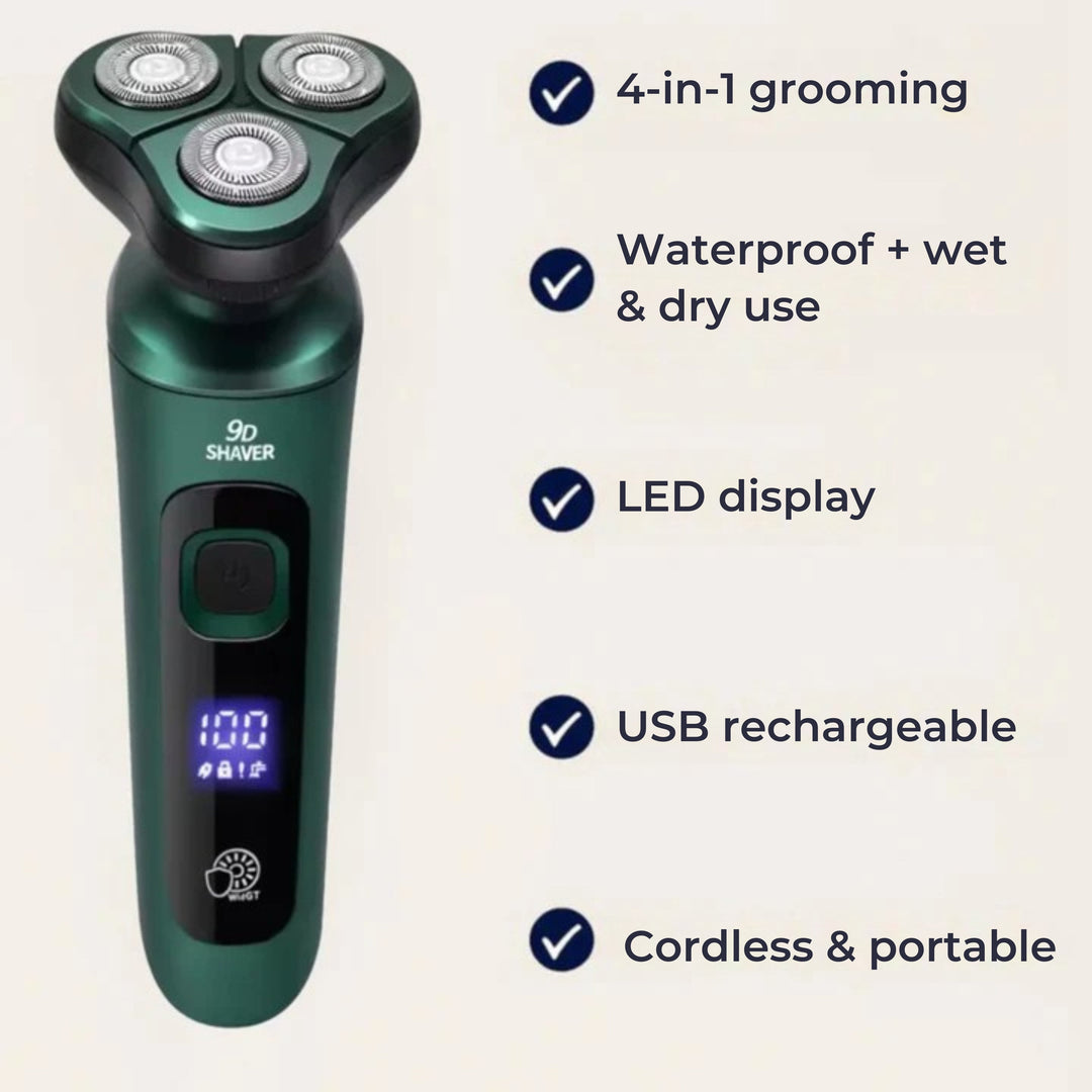 4-in-1 Grooming – Waterproof – LED Display – USB Rechargeable – Wet and Dry Shaving Bowlift