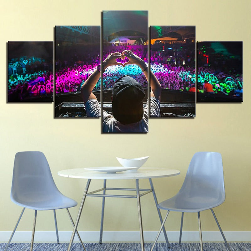 5 Piece Crowded DJ Concert - Canvas Wall Art Painting | Bowlift