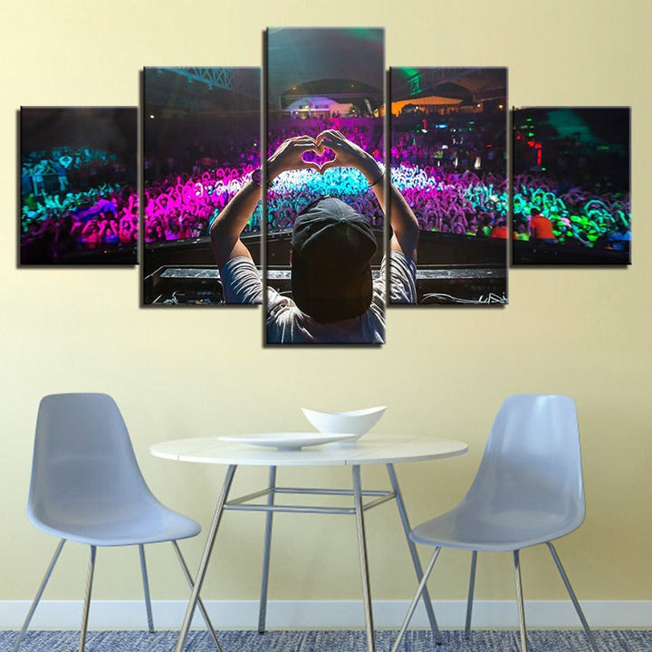5 Piece Crowded DJ Concert - Canvas Wall Art Painting | Bowlift