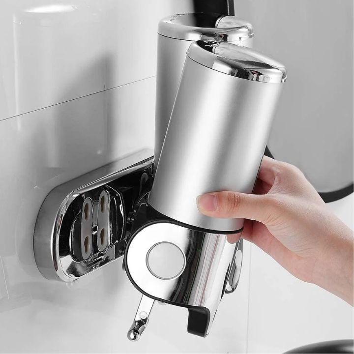 BowLift | Wall Mounted Soap Dispenser | SudsStation Bathroom Organizer | Stainless Steel & ABS | 16.9 fl oz | Set of 1–3
