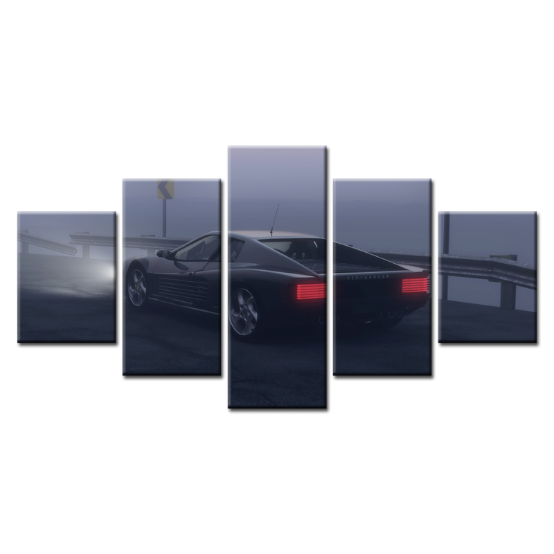 5 Piece Classic Night Time Car - Canvas Wall Art Painting | Bowlift