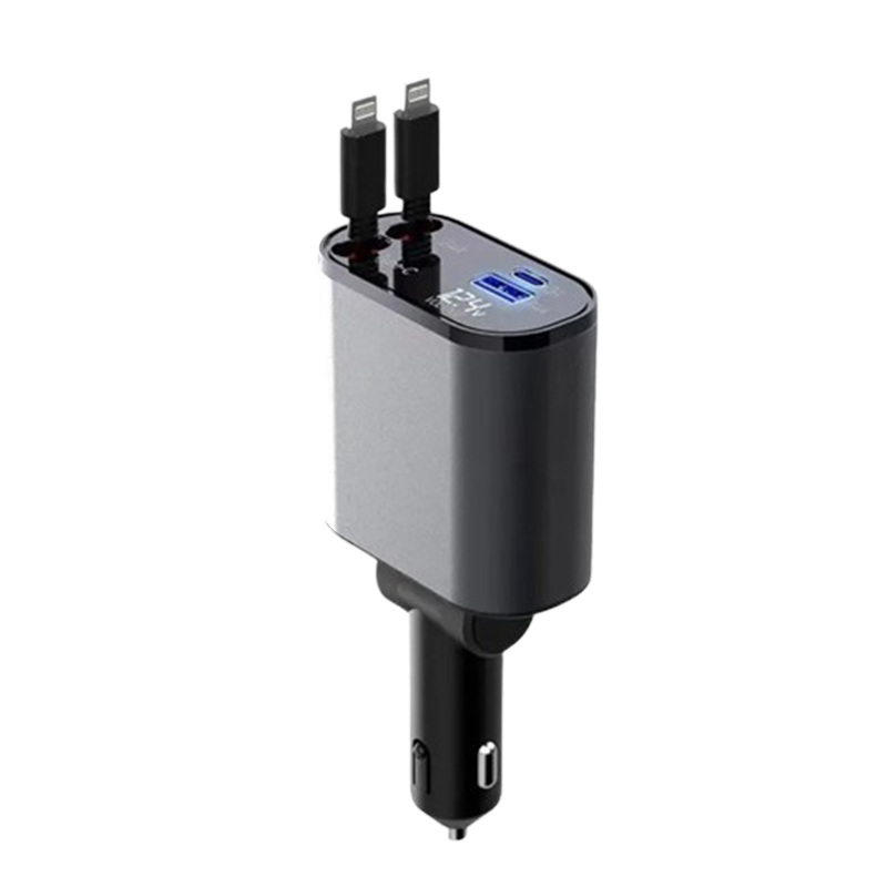 4-in-1 Car Charger with Retractable Cable | Bowlift