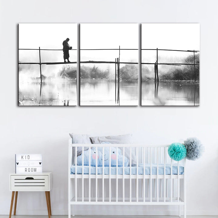 Bridge Walking 3 Piece - Canvas Wall Art Painting | Bowlift