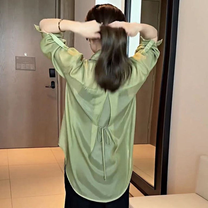 Summer blouse made of silk chiffon | Bowlift