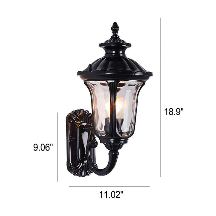 European Retro Waterproof Stone Pattern Glass Lampshade 1-Light Outdoor Wall Sconce Lamp | Bowlift