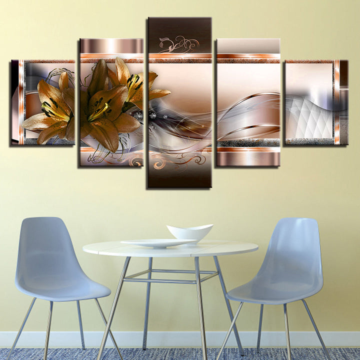 Crisp Orange Lilies 5 Piece - Canvas Wall Art Painting | Bowlift