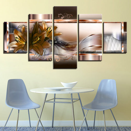Crisp Orange Lilies 5 Piece - Canvas Wall Art Painting | Bowlift
