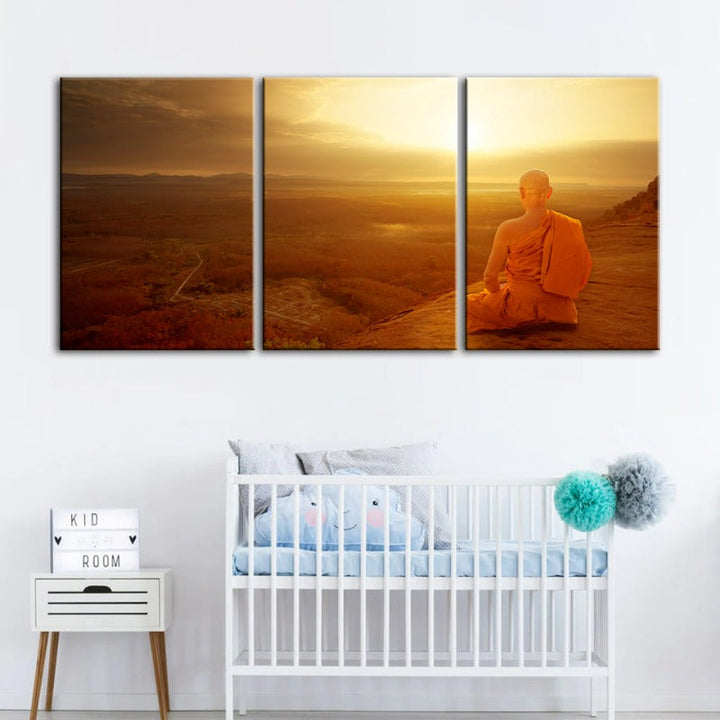 Tranquil Cliffside Sunset-Canvas Wall Art Painting 3 Pieces | Bowlift