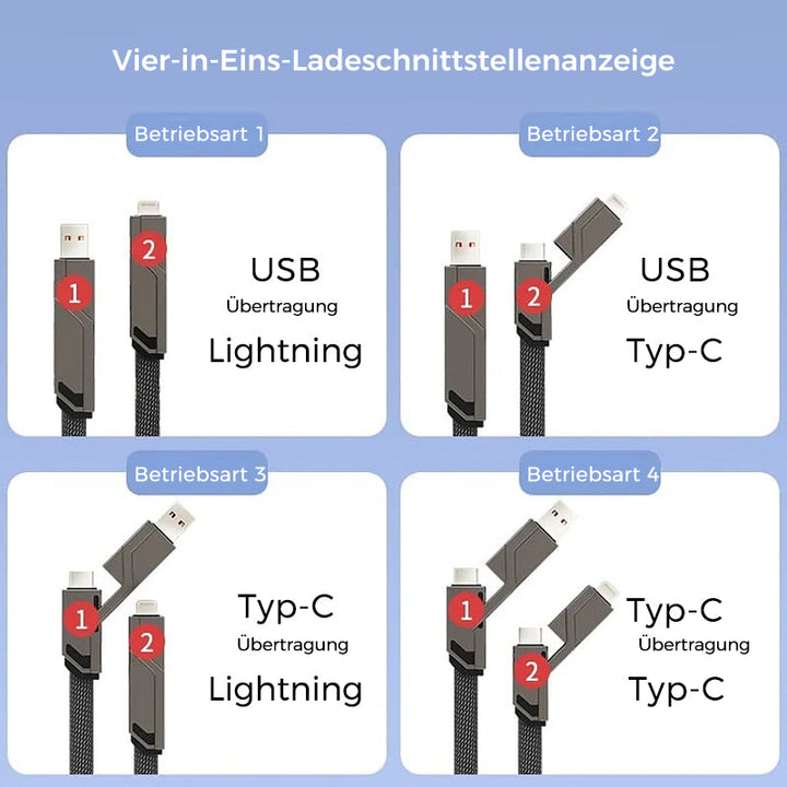 BowLift | 4-in-1 braided anti-tangle charging cable