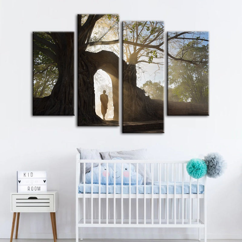 4 Piece Lone Man Nature - Canvas Wall Art Painting | Bowlift