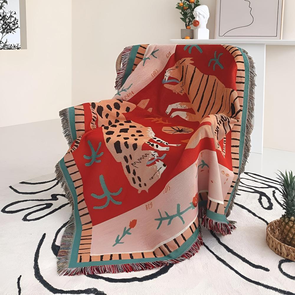 BowLift | Leopard Woven Tassel Blanket