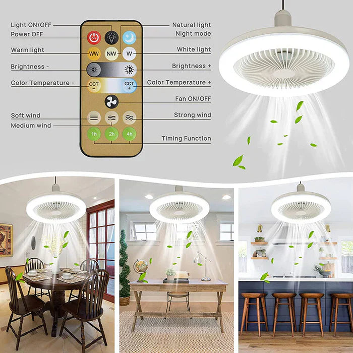 LED Ceiling Fan for Screw-In Installation – No Electrician Needed, Includes Remote Control | Bowlift
