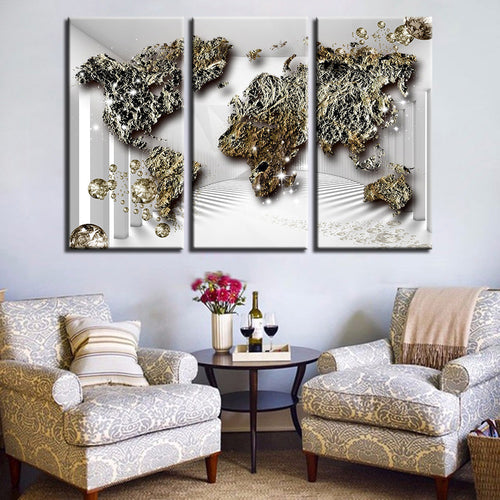 Classic Old Age Rustic World Map-Canvas Wall Art Painting | Bowlift