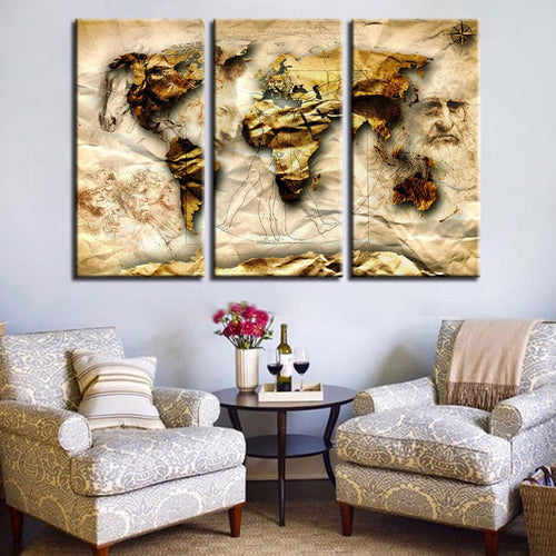 Beautiful Old World Classic World Maps - Canvas Wall Art Painting | Bowlift