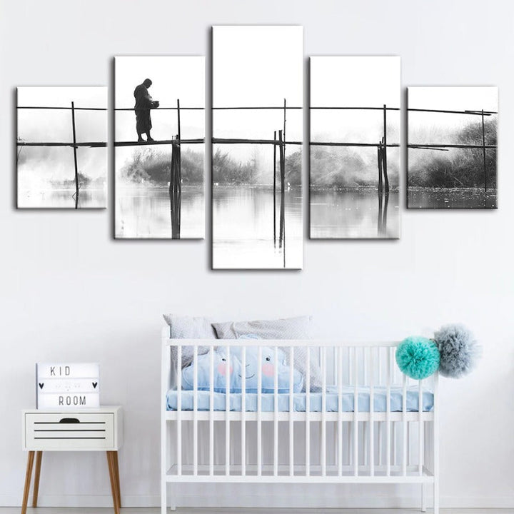 5 Piece Water Bridge - Canvas Wall Art Painting | Bowlift