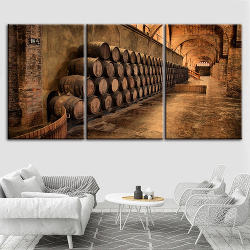 Rustic Barrels 3 Piece - Canvas Wall Art Painting | Bowlift