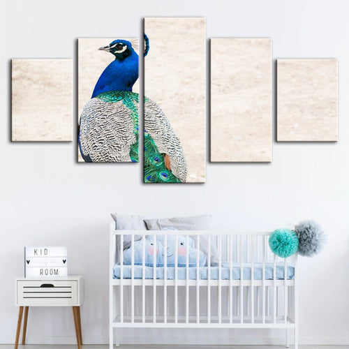 5 Piece Skirted Elegant Peacock - Canvas Wall Art Painting | Bowlift