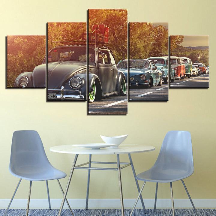 Row Of Cars 5 Piece - Canvas Wall Art Painting | Bowlift