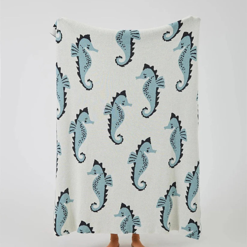 BowLift | Nautical Seahorse Throw Blanket