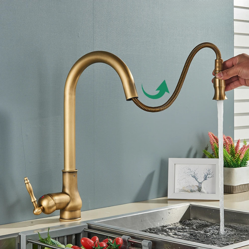 BowLift | VintageTap Faucet - Antique Brass Kitchen Mixer Faucet