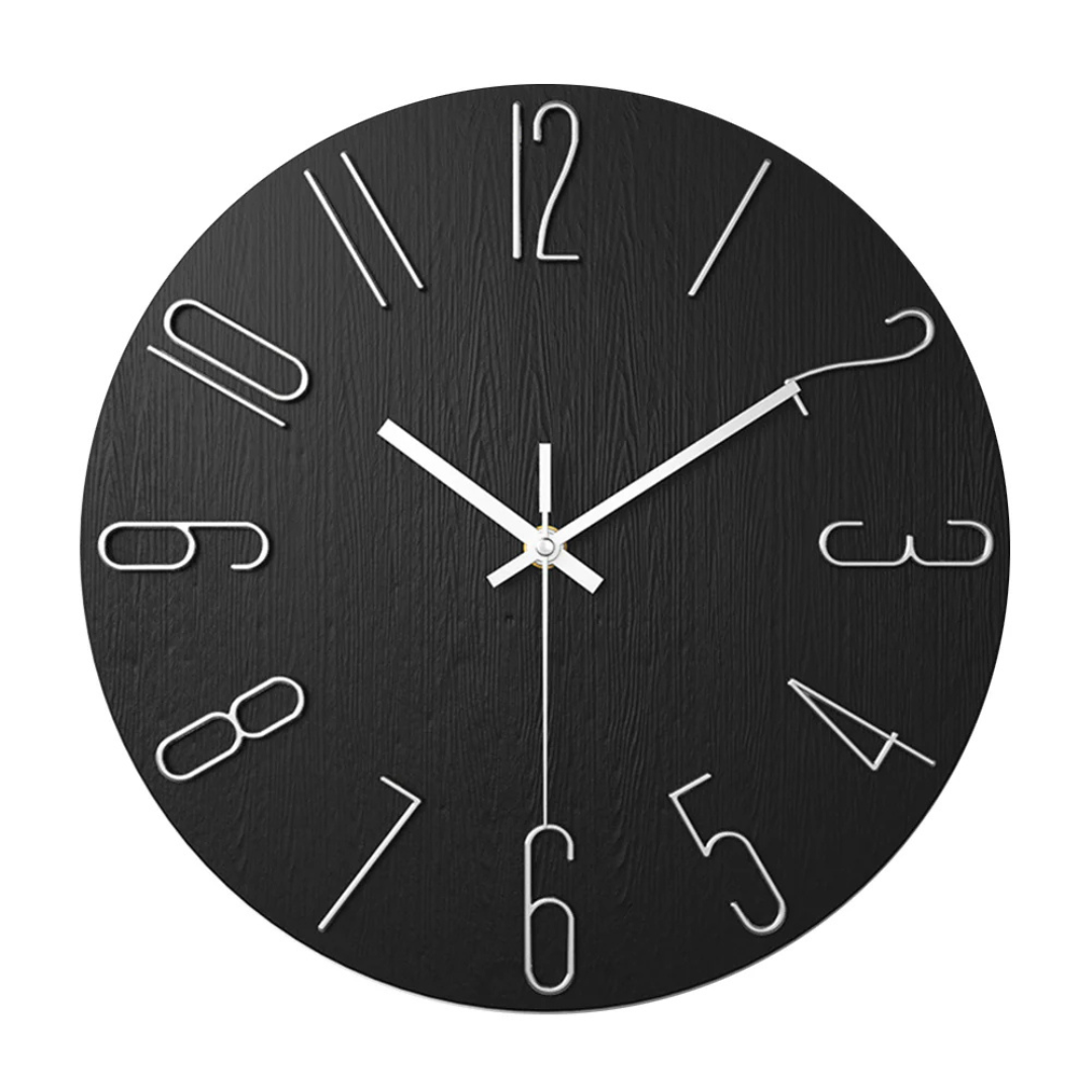 BowLift | Modern Black Wall Clock | 30 cm Silent Minimalist Design