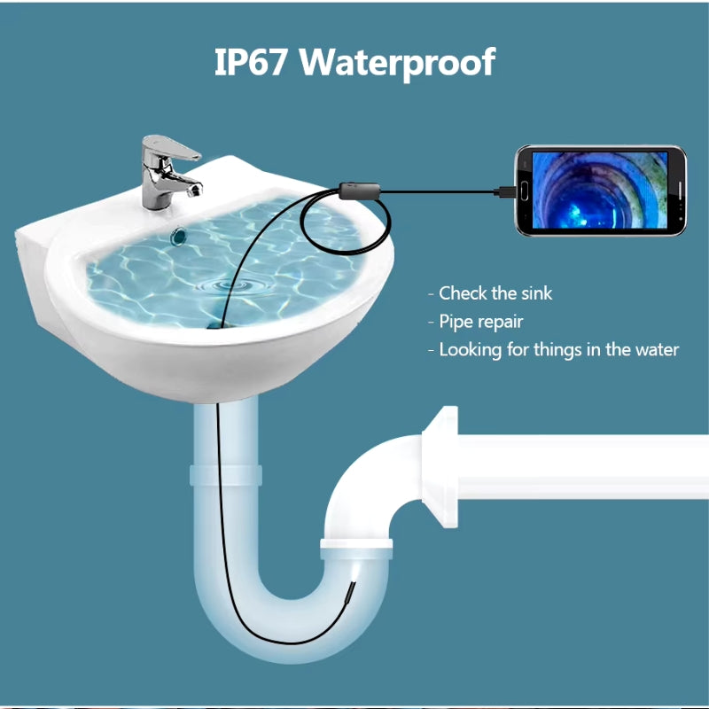 BowLift | Industrial Endoscope Inspection Camera For Phone - Waterproof and Flexible HD Cam with Led Lights