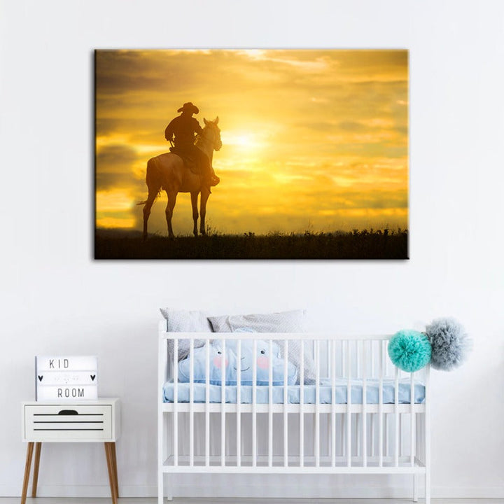 A Cowboy And His Steed - Canvas Wall Art Painting | Bowlift