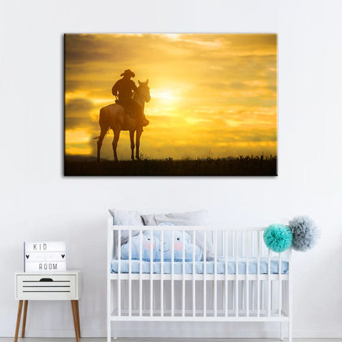 A Cowboy And His Steed - Canvas Wall Art Painting | Bowlift