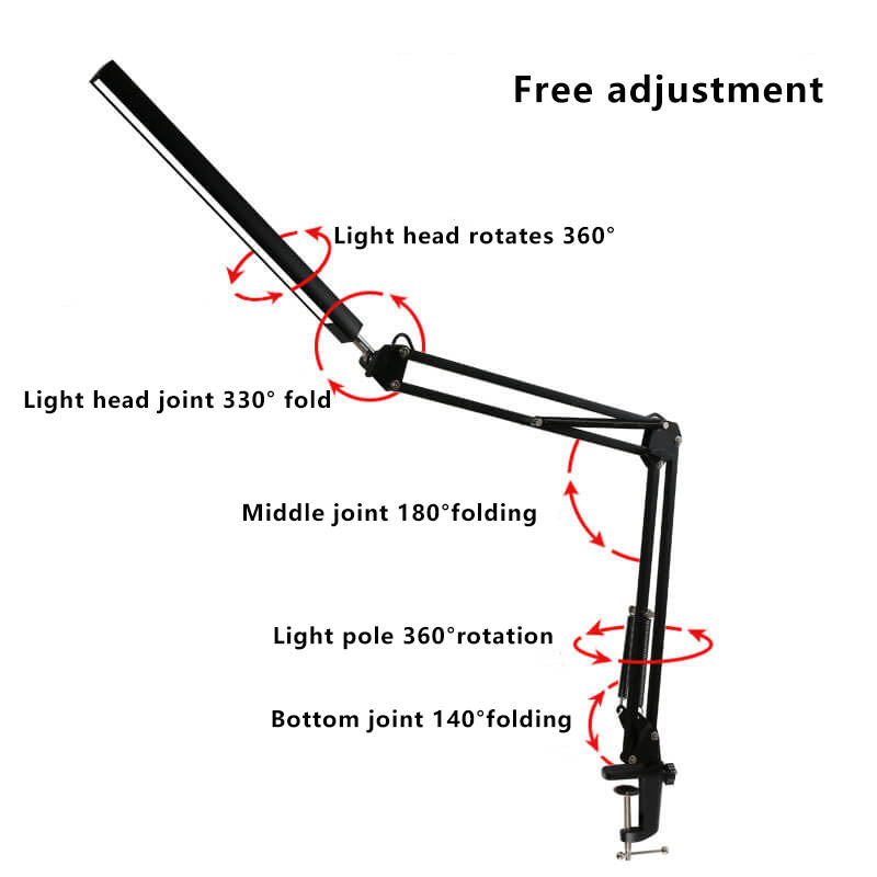 BowLift | LED Foldable Long Arm Clip Eye Protection USB Reading Table Lamp