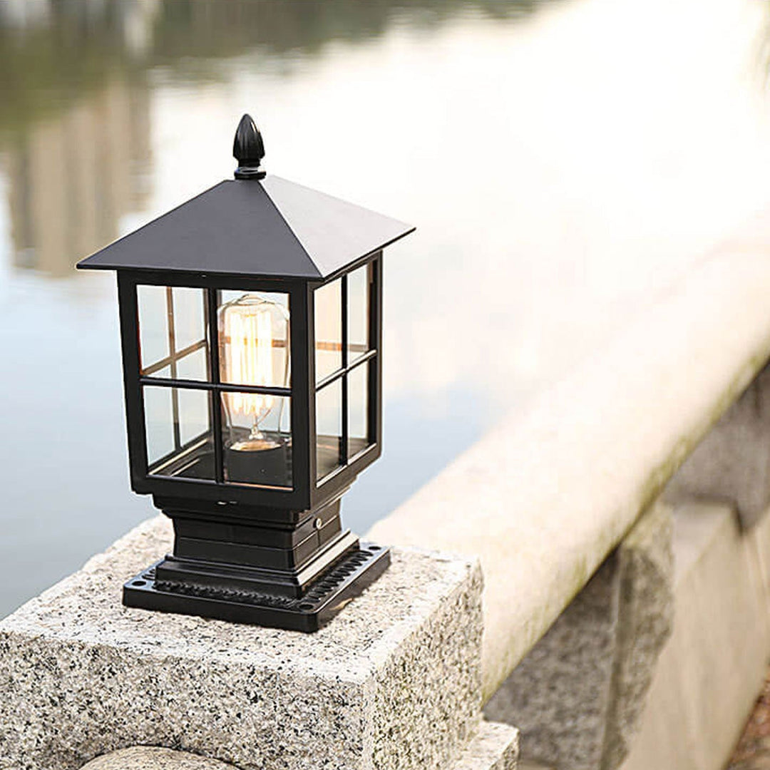 European Outdoor Column Lantern Waterproof  Rustproof 1-Light Patio Light | Bowlift