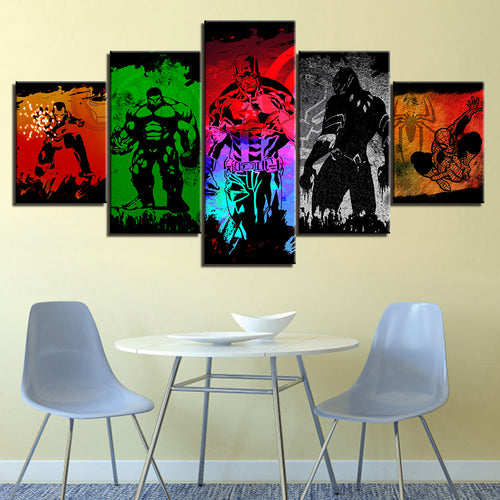 Multicolor Marvel Superheroes - Canvas Wall Art Painting | Bowlift