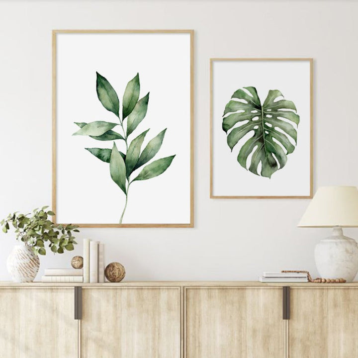 Green Leaf Tropical Botanical Watercolor Posters | Bowlift
