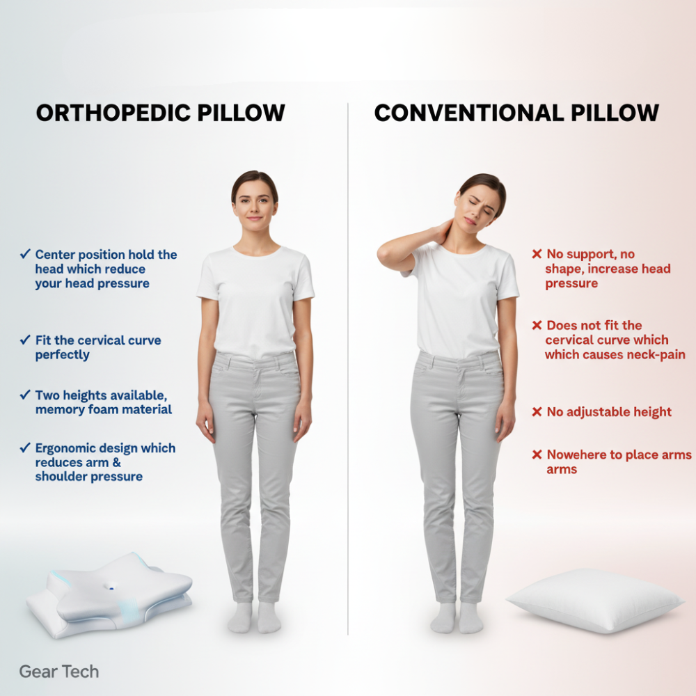 BowLift | Cervical Pillow for Neck Pain Relief – Orthopedic Memory Foam Neck Support Pillow for Cervical, Shoulder & Back Alignment