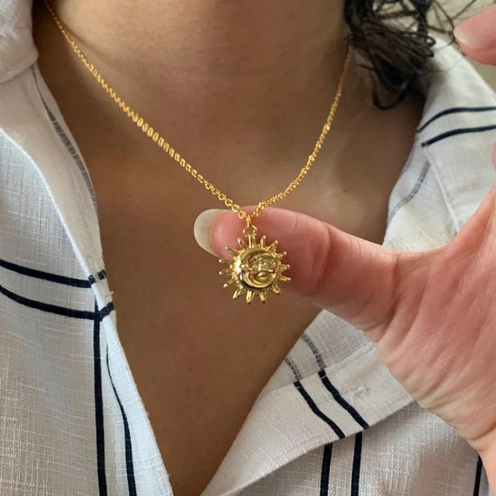 BowLift | Vintage Sun and Moon Stainless Steel Necklace