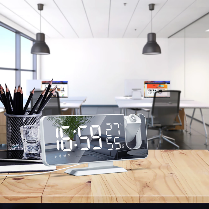 BowLift | LED Projection Alarm Clock with Radio USB Charger Display