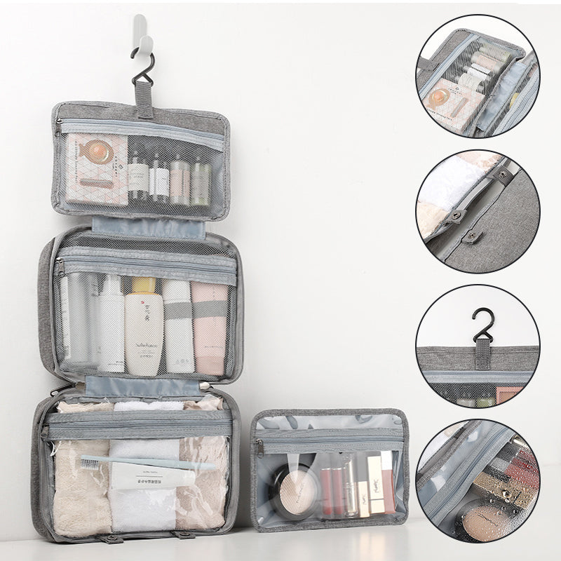 BowLift | Travelique Travel Cosmetic Organizer | Compact & Water-Repellent | With 4 Compartments & 360° Hook | For Women & Men