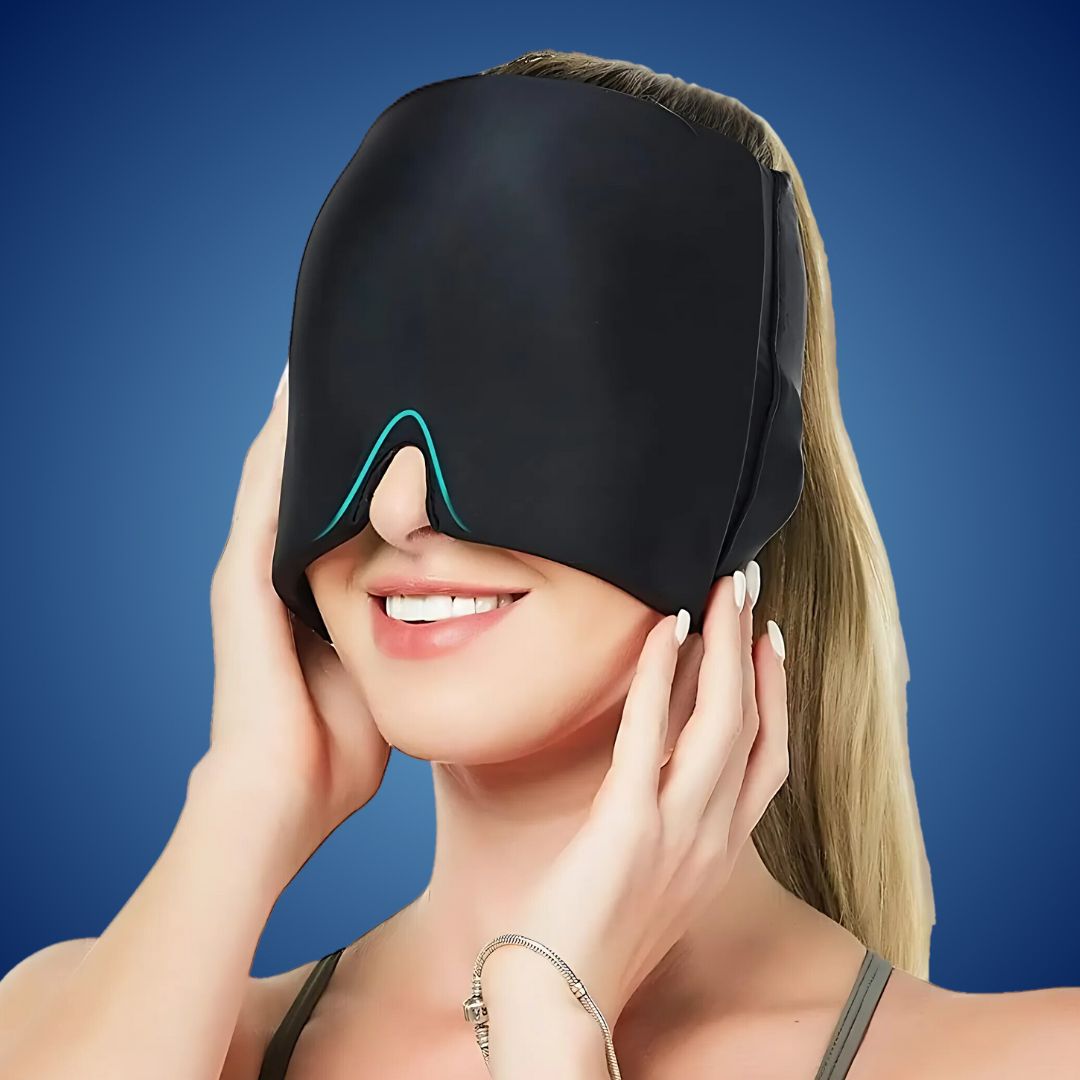MigraSoothe Gel Hood Instant Headache and Migraine Relief | Cooling Comfort, Pressure Therapy & Light Blocking for Anytime Use Bowlift