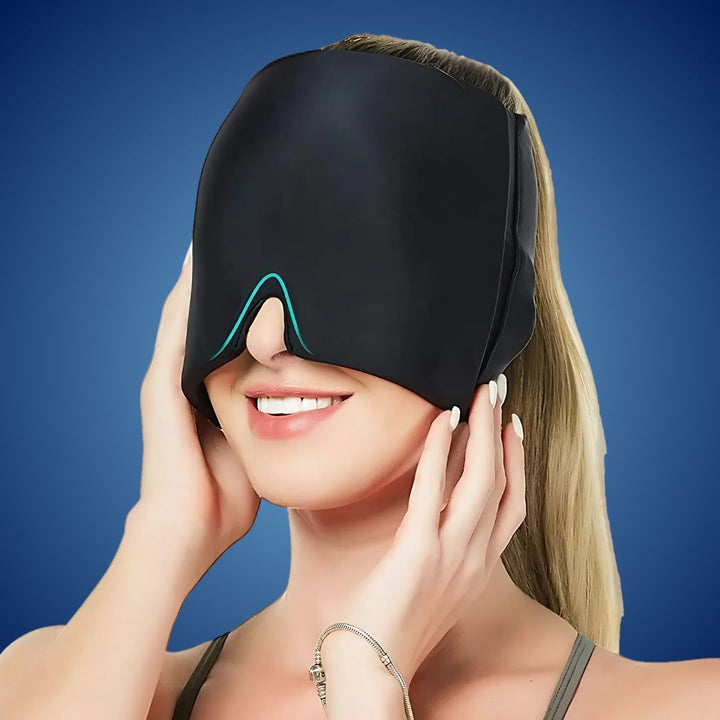 MigraSoothe Gel Hood Instant Headache and Migraine Relief | Cooling Comfort, Pressure Therapy & Light Blocking for Anytime Use Bowlift