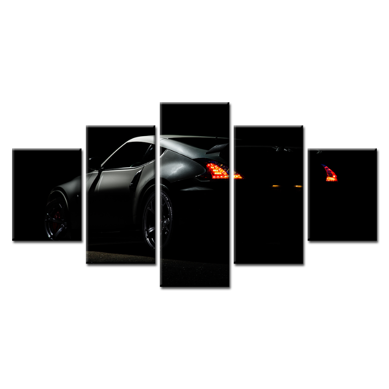5 Piece Headlight Close Up Red Metallic Car - Canvas Wall Art Painting | Bowlift