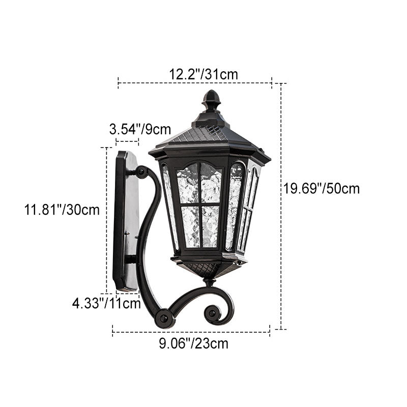 European Outdoor Lantern Aluminum Glass Waterproof 1-Light Wall Sconce Lamp | Bowlift
