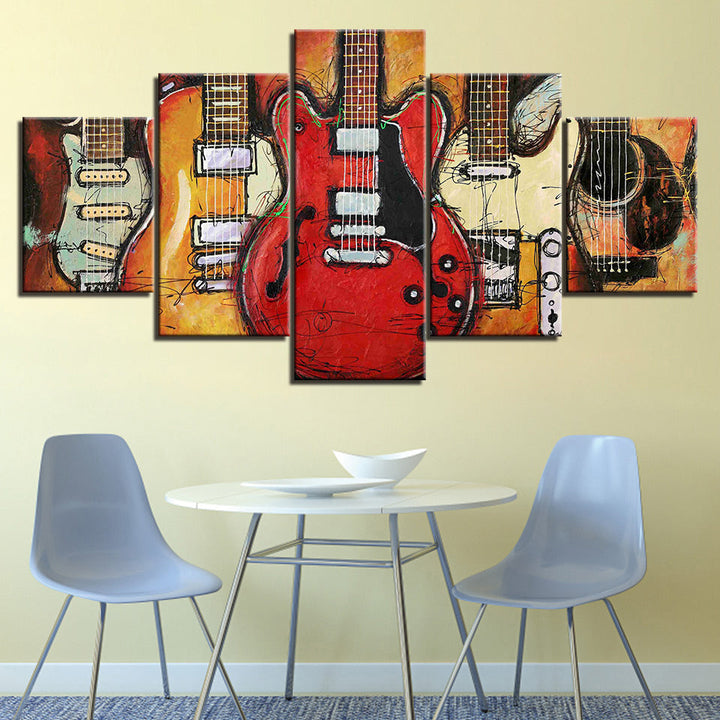 Guitars On Guitars - Canvas Wall Art Painting | Bowlift