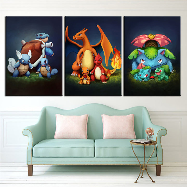 Dragon Team 3 Piece - Canvas Wall Art Painting | Bowlift