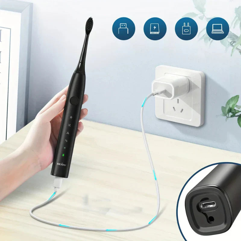 SonicPure rechargeable toothbrush – Whisper quiet, powerful & includes 8 brush heads | Bowlift