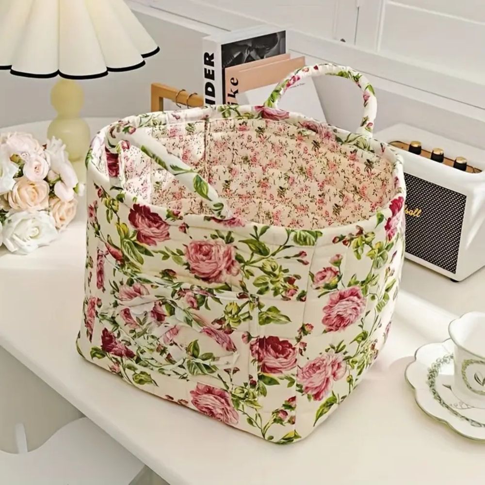 BowLift | Floral Canvas Storage Basket for Home Organization