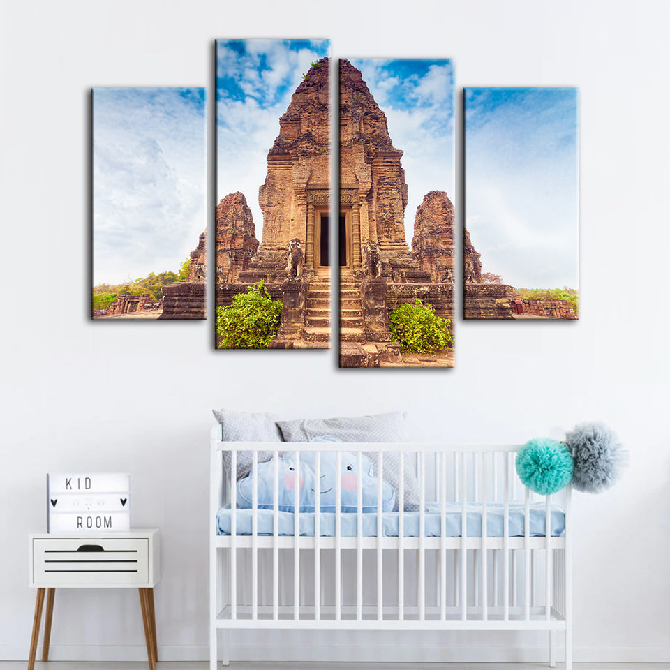 Ancient Temple 4 Piece - Canvas Wall Art Painting | Bowlift