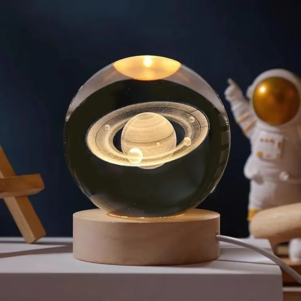 BowLift | Night Light Wooden Base Crystal Ball Lamp