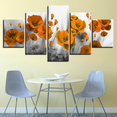 Melancholy Poppies 5 Piece - Canvas Wall Art Painting | Bowlift